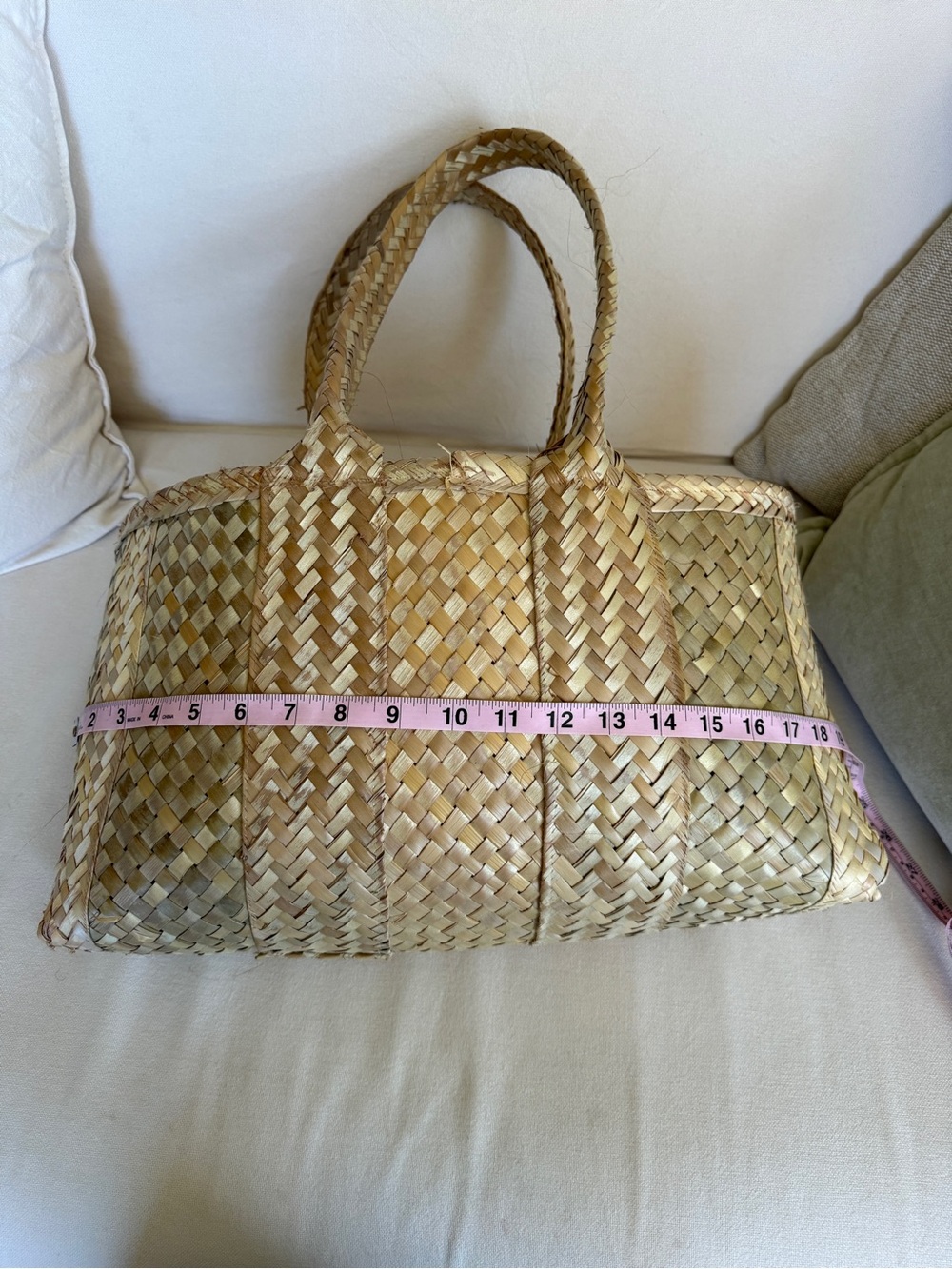 Handmade A and A hidden treasures Woven Natural Straw Tote Bag Beige - Picture 7 of 10